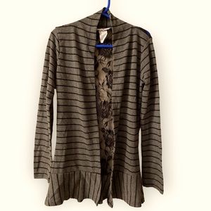 🌺 URBAN ROSE Striped Lace Back Open Front Cardigan